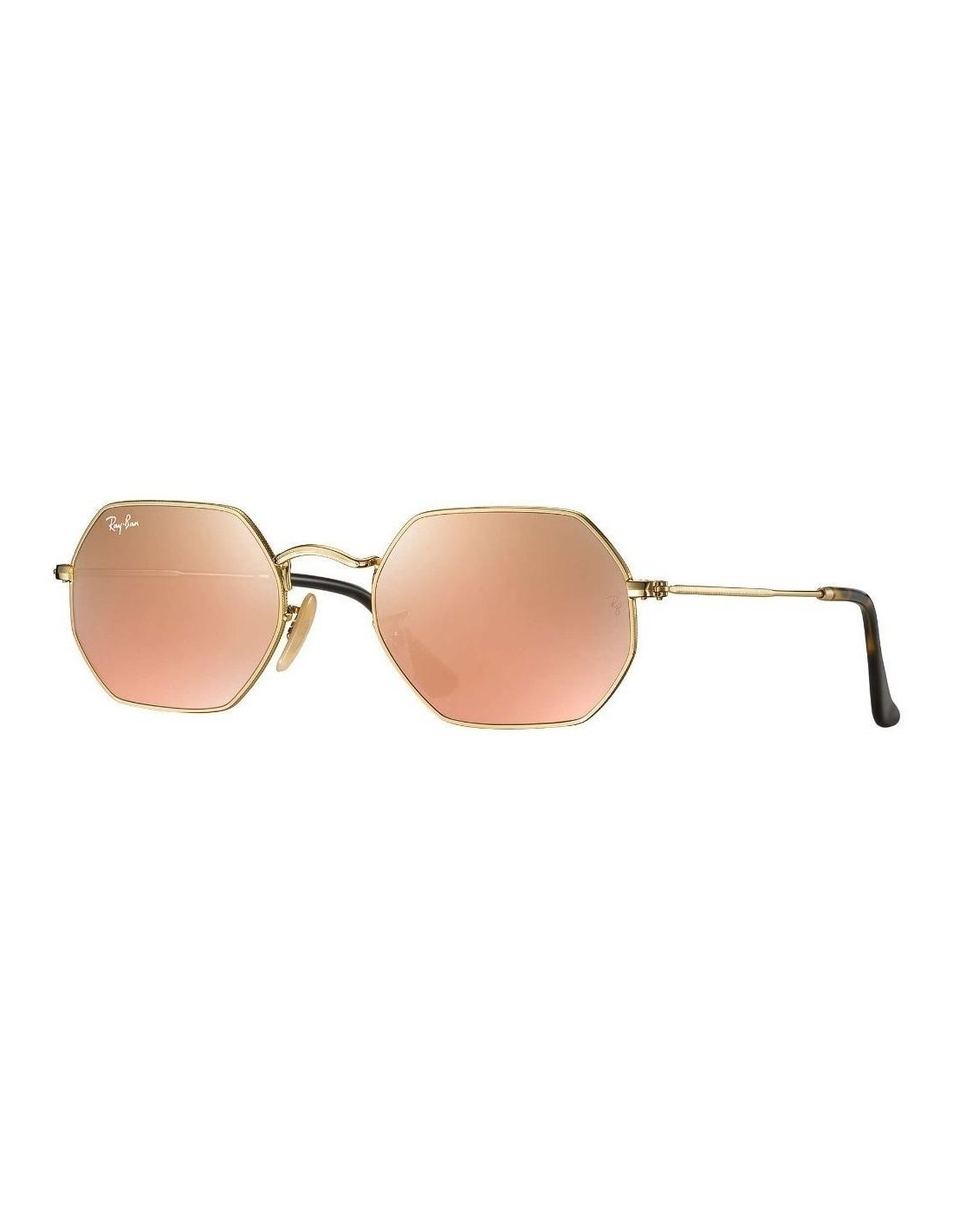 Lentes de sol Ray Ban Rb3556n 001/z2 Octagonal Flat Rosa Dorado Original