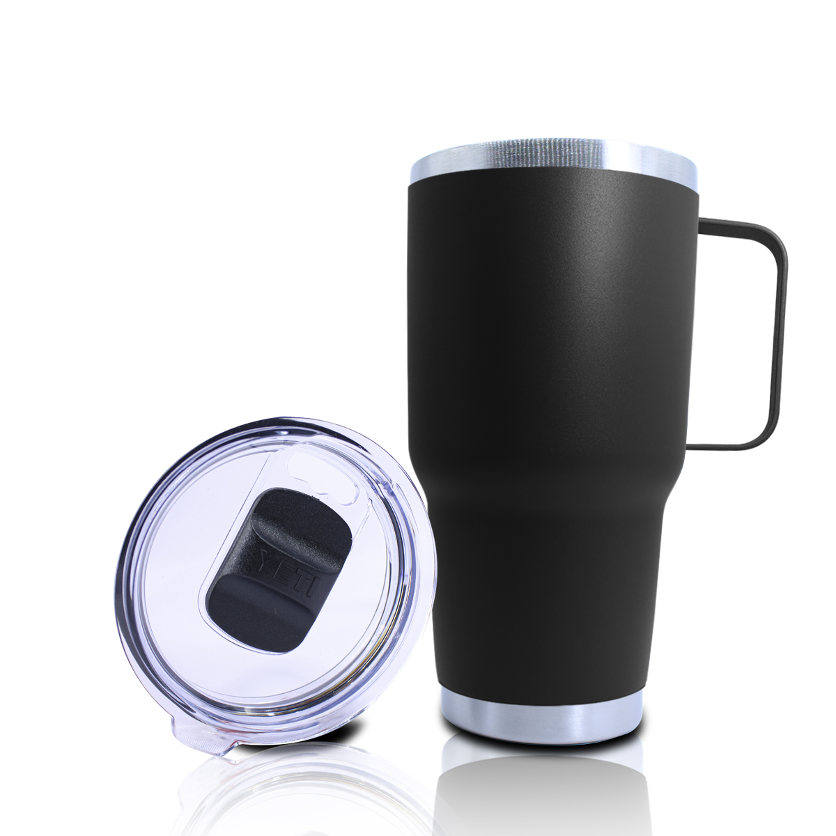 Vaso Termico Negro Yeti Capacidad De 30 oz Con Agarradera.