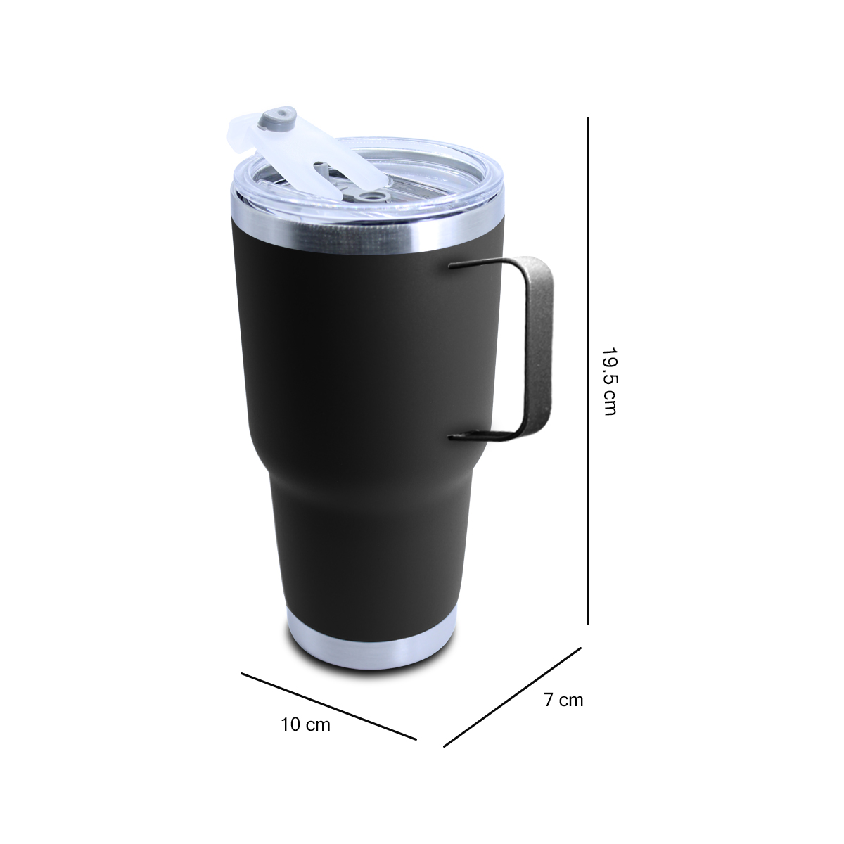 Vaso Termico Negro Yeti Capacidad De 30 oz Con Agarradera.