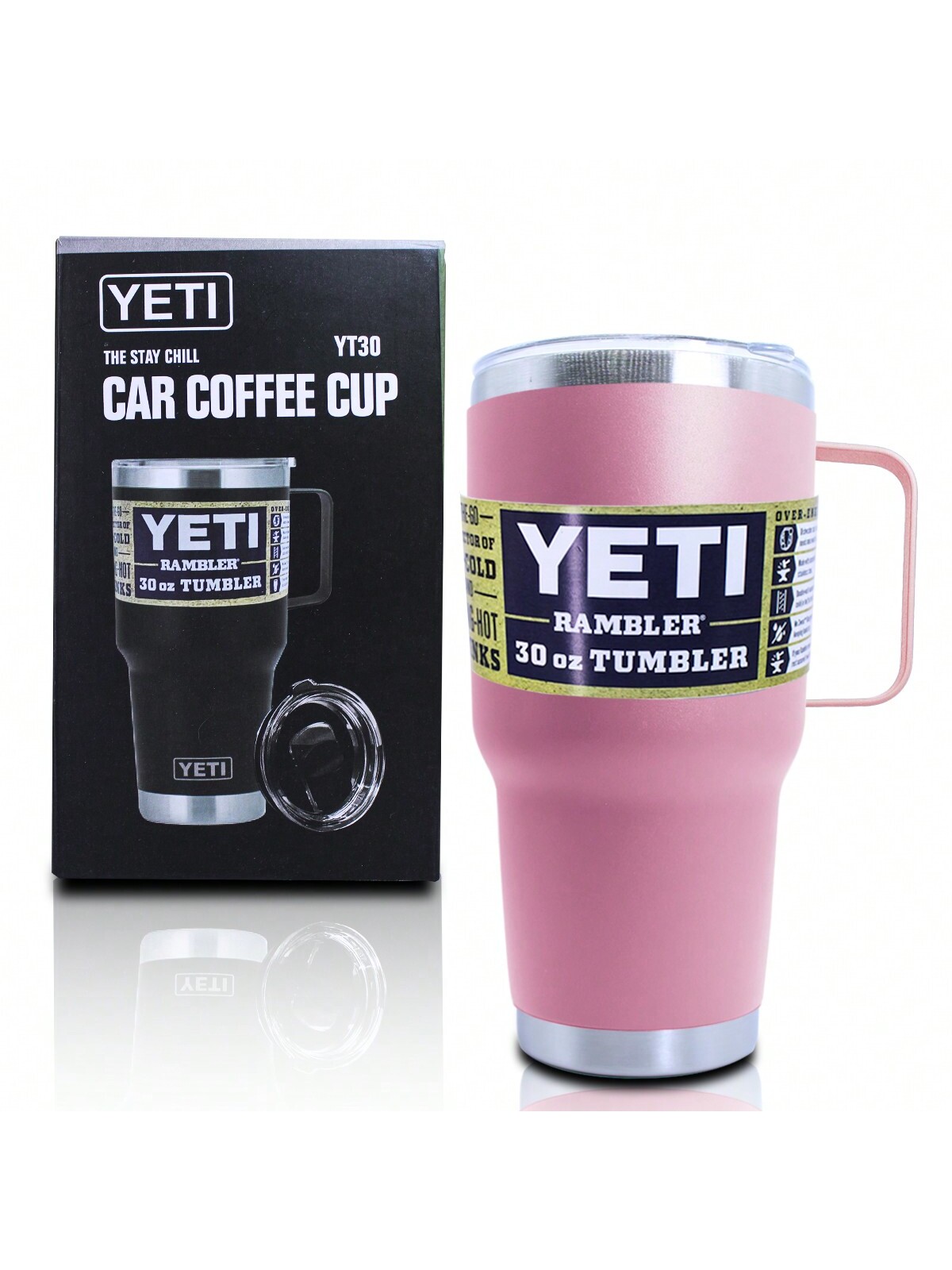 Vaso Termico Rosa Vieja Yeti Capacidad De 380 Ml Con Agarradera.