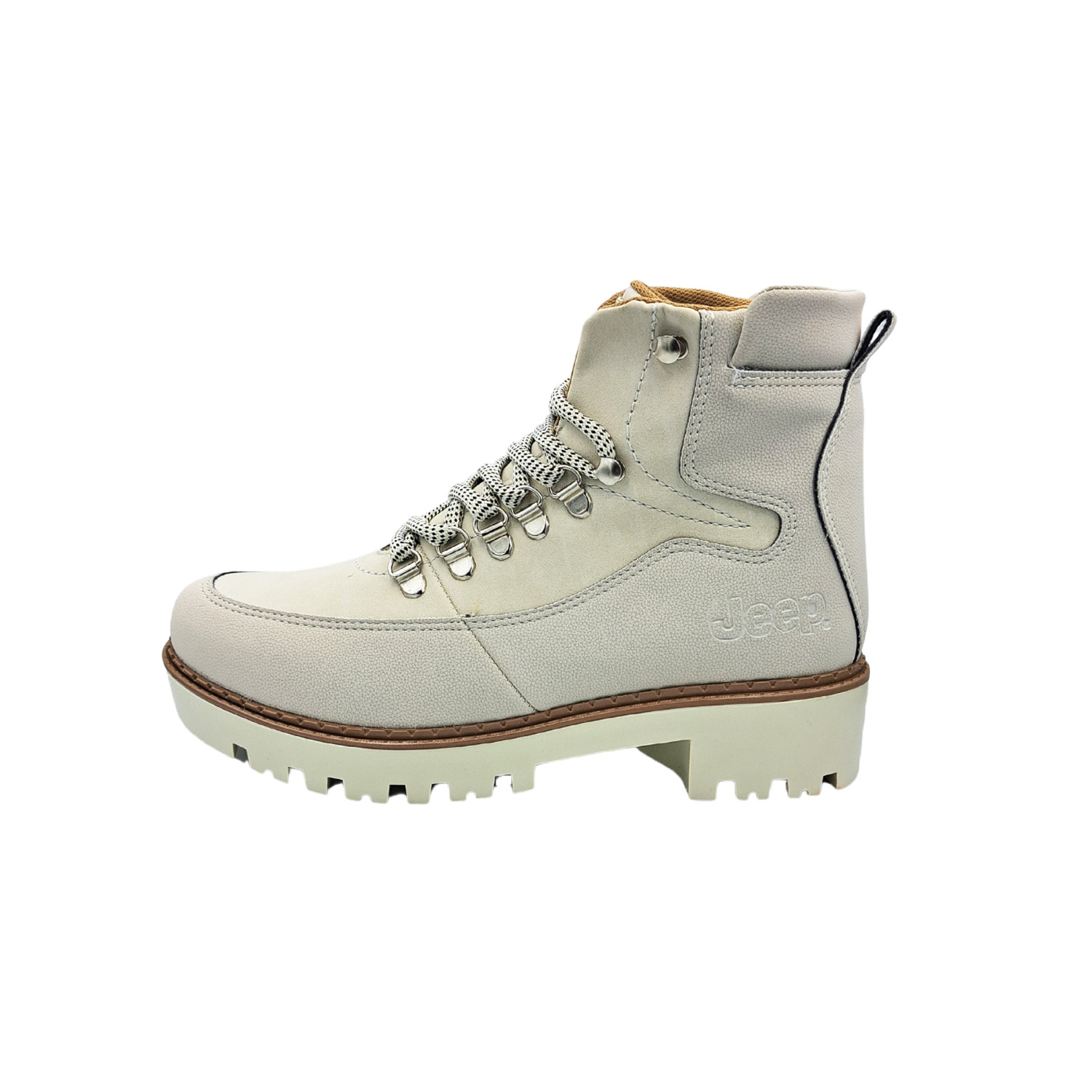 Bota Botín Jeep 050-50 Casual Color Hueso Para Dama.