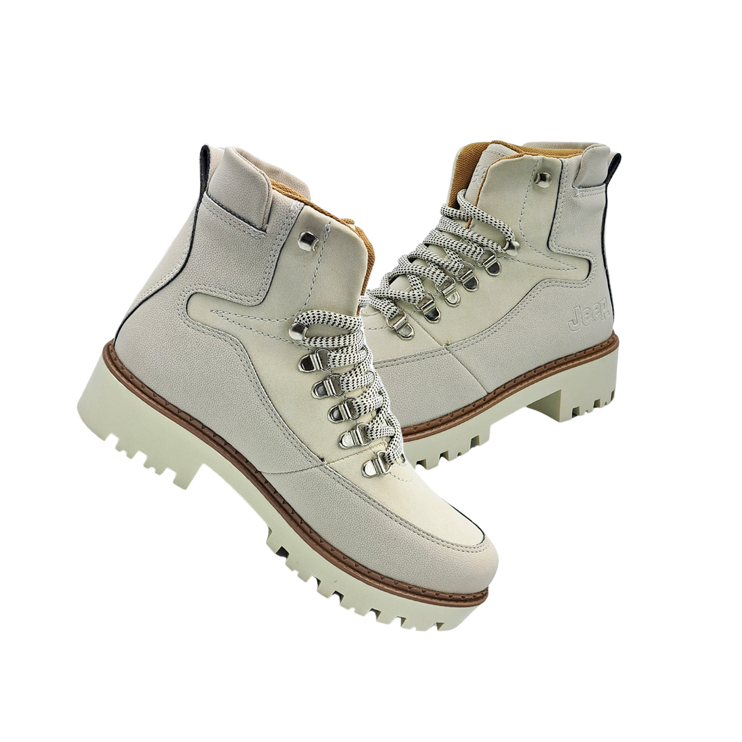 Bota Botín Jeep 050-50 Casual Color Hueso Para Dama.