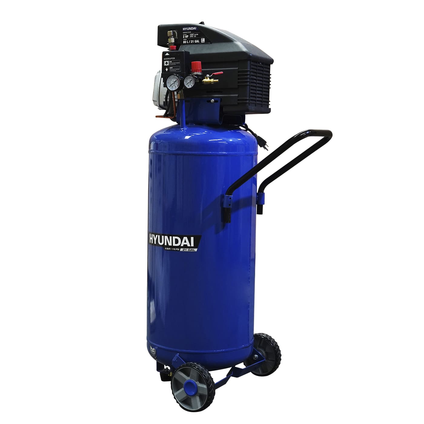 COMPRESOR DE AIRE HYUNDAI 80 LITROS 2 HP 116PSI 110V/60HZ VERTICAL - HYAC80V.