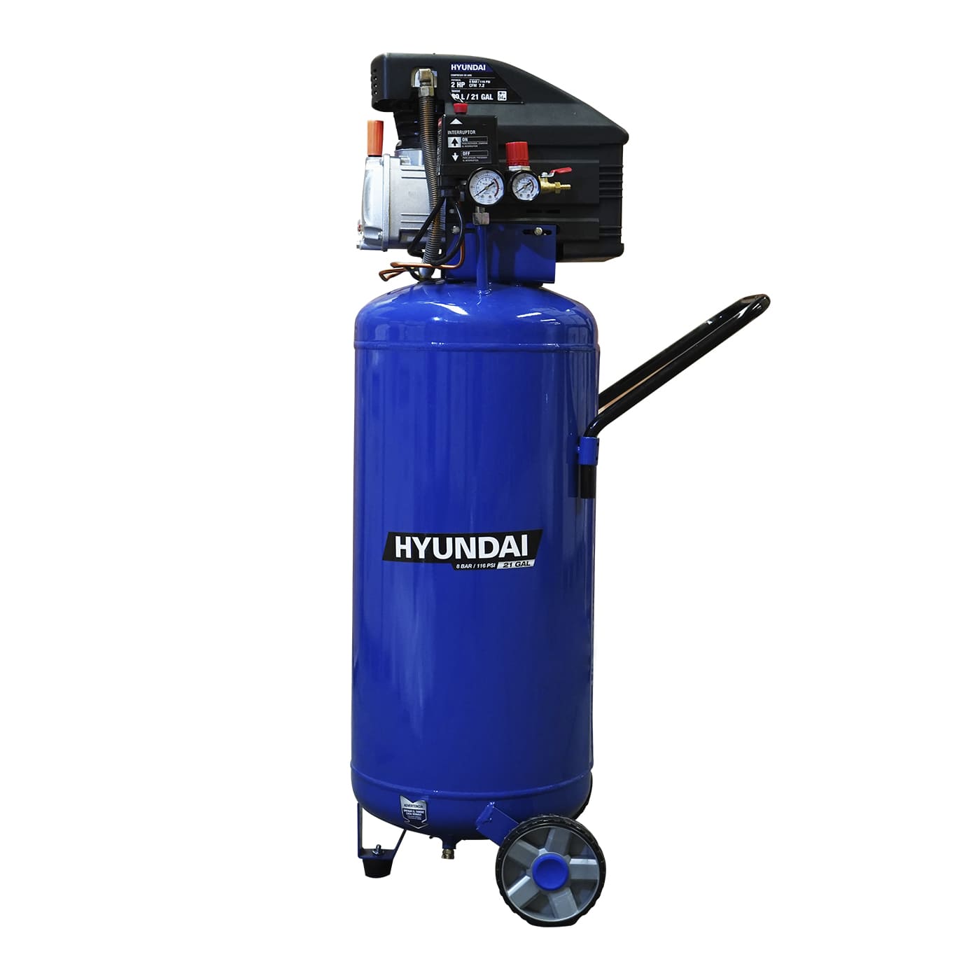COMPRESOR DE AIRE HYUNDAI 80 LITROS 2 HP 116PSI 110V/60HZ VERTICAL - HYAC80V.