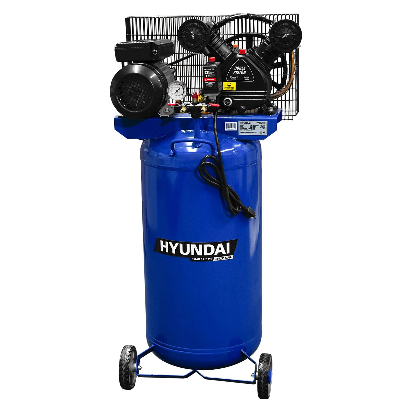 COMPRESOR DE AIRE HYUNDAI 120 LITROS 3 HP 116 PSI 110V/60HZ VERTICAL - HYAC120V