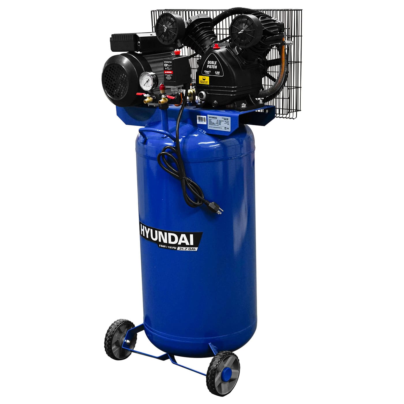 COMPRESOR DE AIRE HYUNDAI 120 LITROS 3 HP 116 PSI 110V/60HZ VERTICAL - HYAC120V