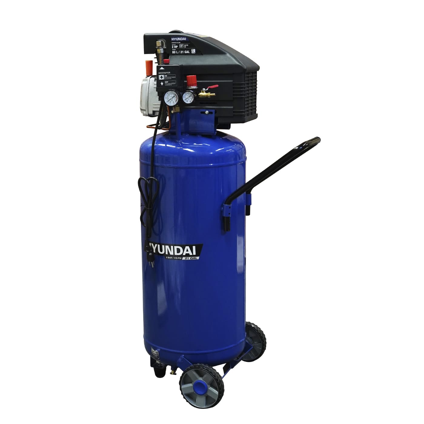 COMPRESOR DE AIRE HYUNDAI 80 LITROS 2 HP 116PSI 110V/60HZ VERTICAL - HYAC80V.
