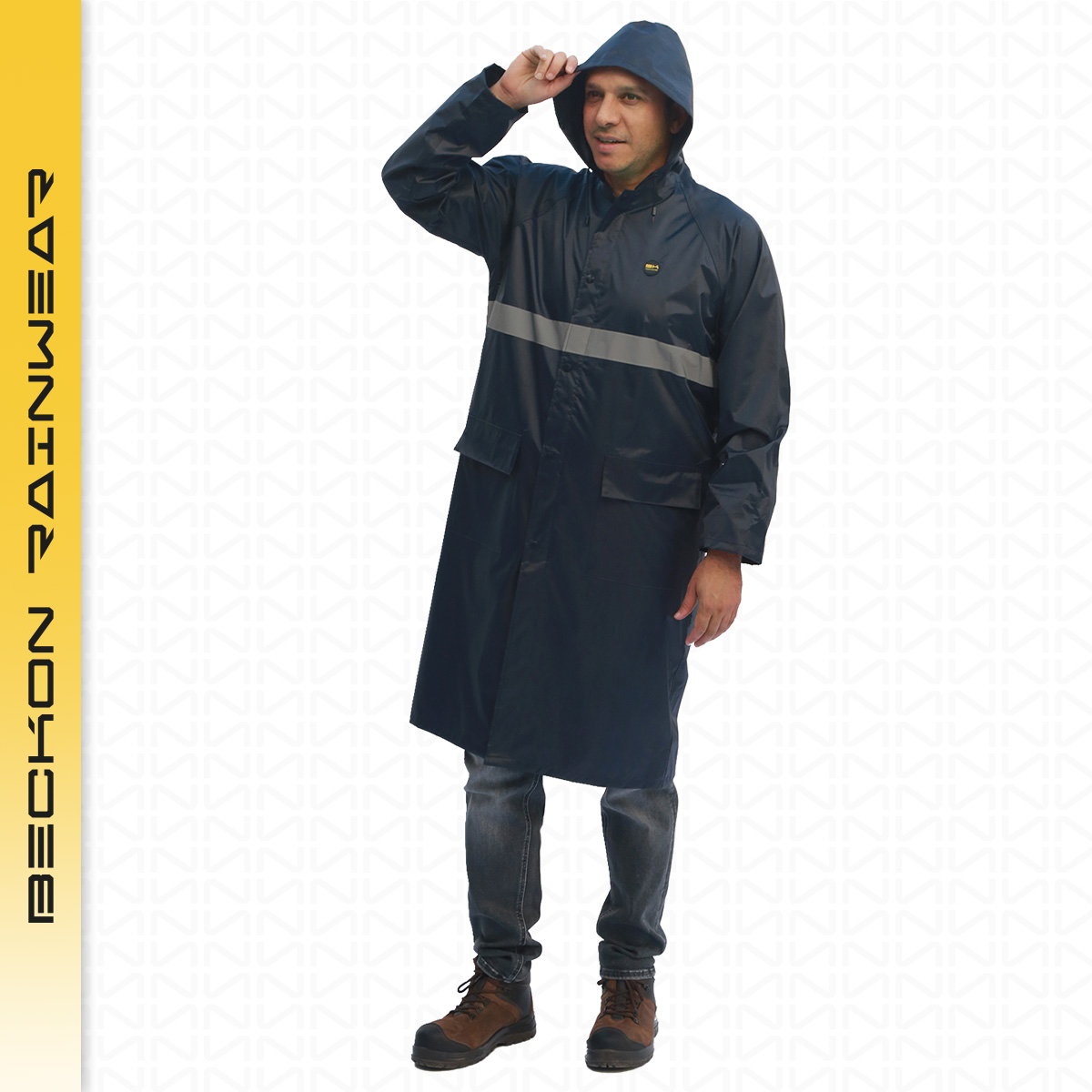 Impermeable gabardina largo para lluvias ligero premium unisex hombre mujer con reflejantes rainwear tallas disponibles.