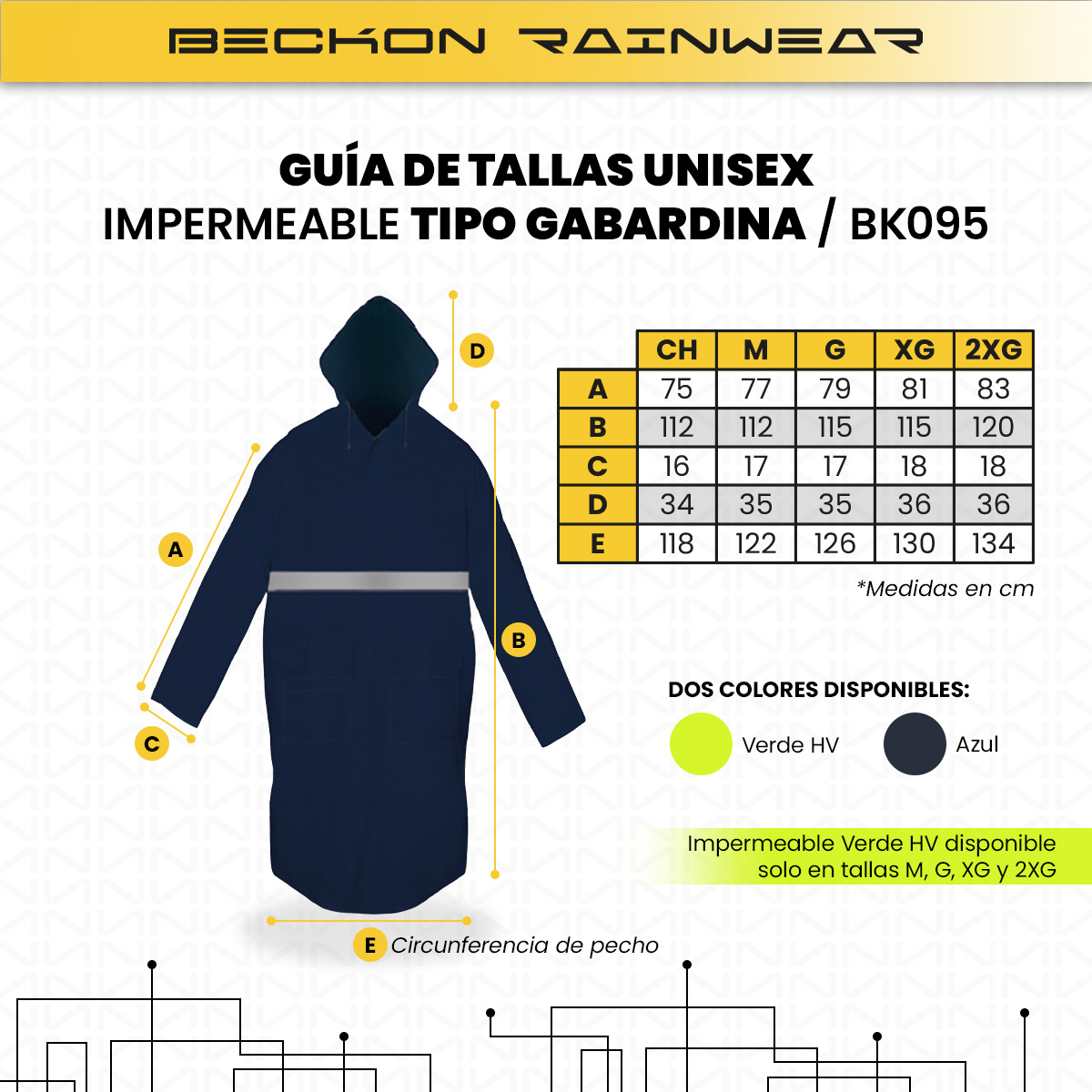 Impermeable gabardina largo para lluvias ligero premium unisex hombre mujer con reflejantes rainwear tallas disponibles.