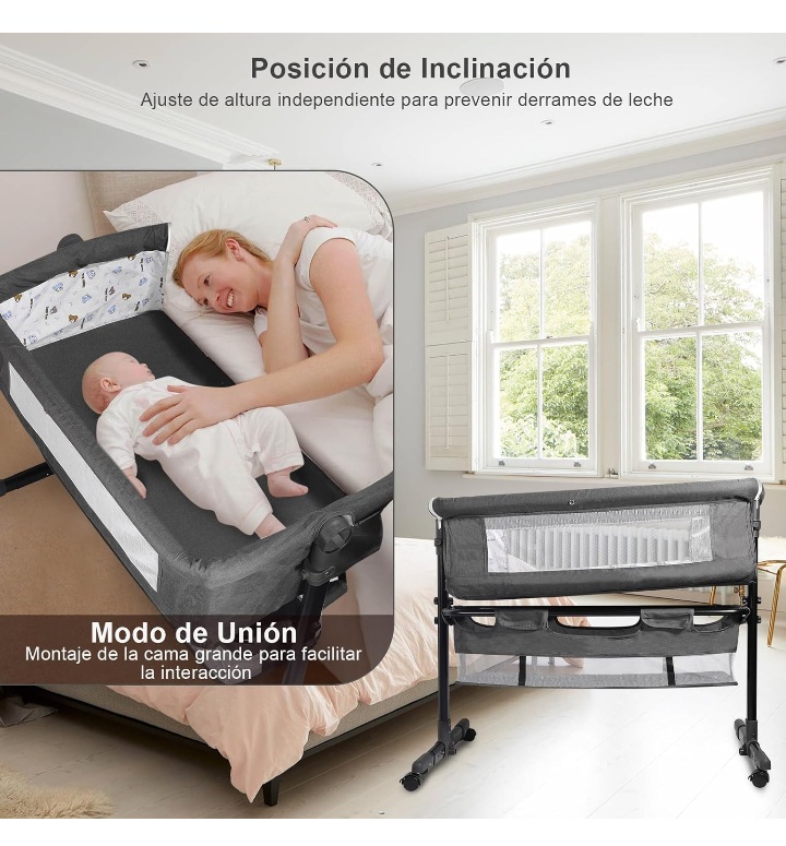 Cuna colecho ajustable portátil mecedora mesa para pañales mosquitero 