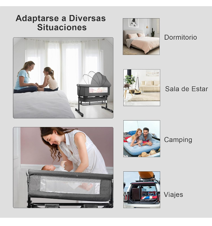 Cuna colecho ajustable portátil mecedora mesa para pañales mosquitero 