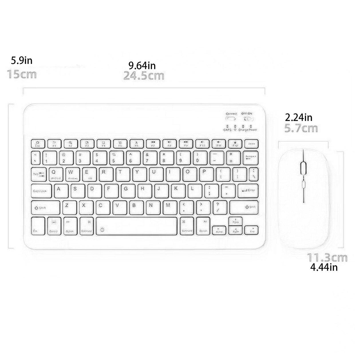 Kit Mini Teclado y Mouse Inalámbrico Bluetooth Celular Tablet PC Blanco.