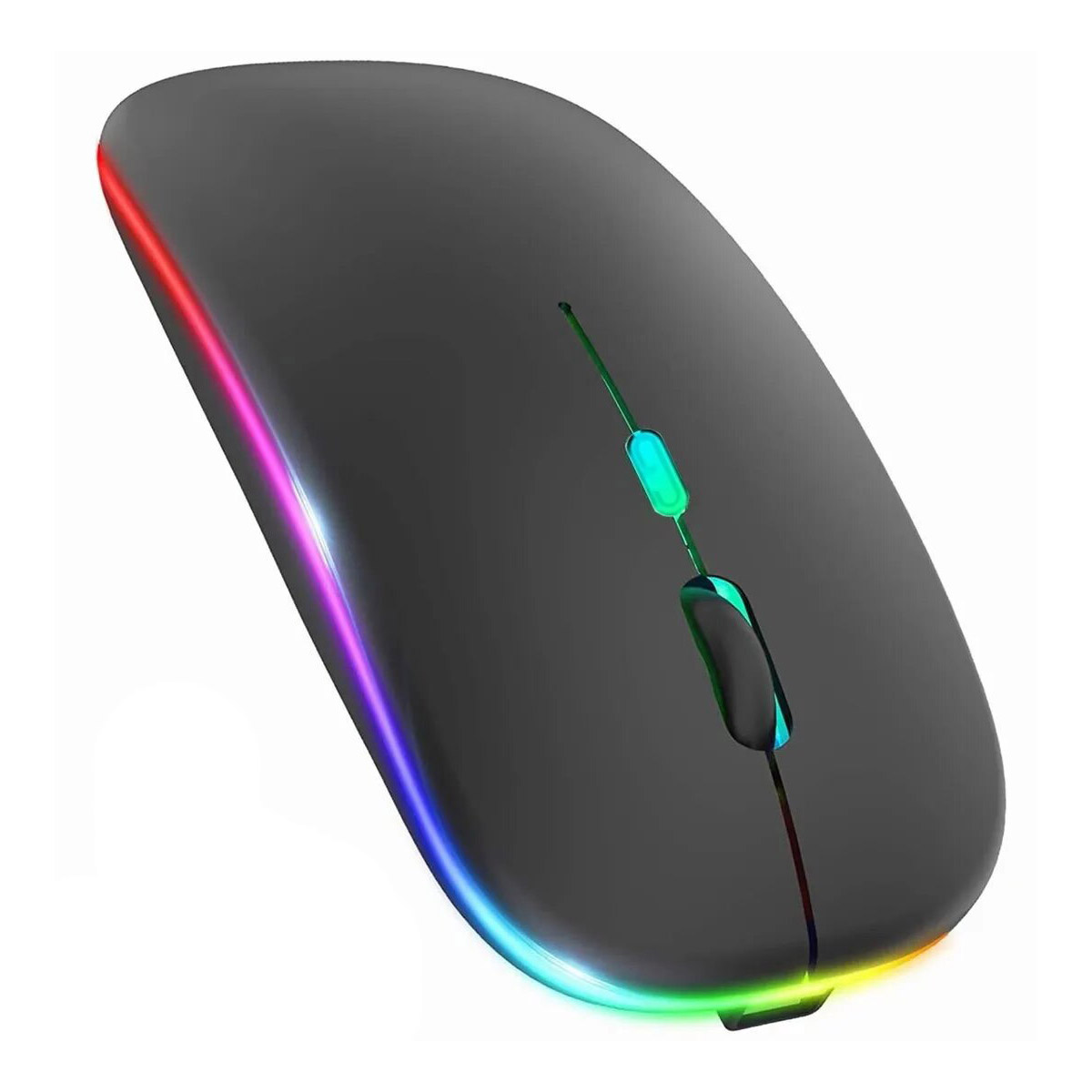 Mouse Ratón Gamer Inalámbrico Recargable LED RGB Negro.