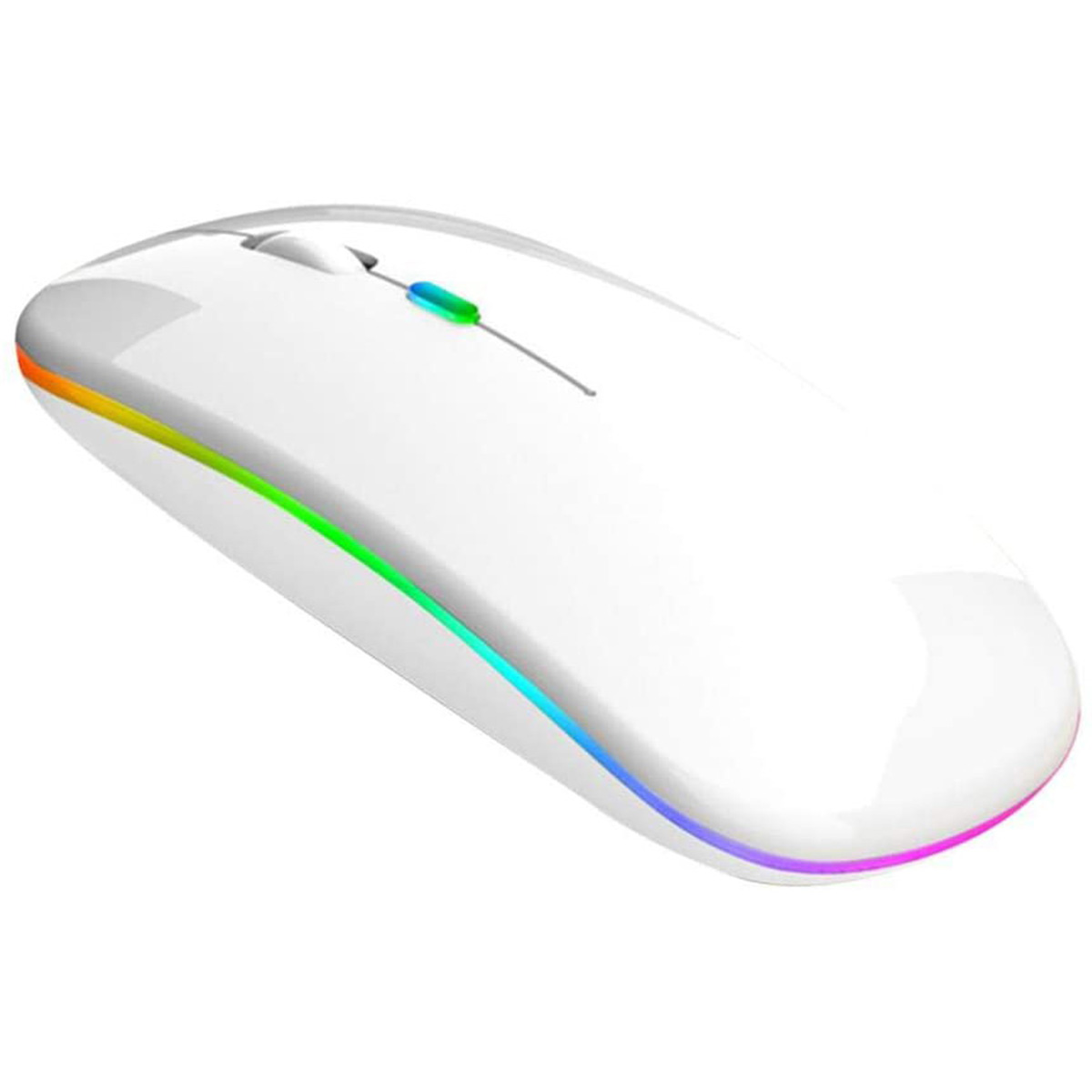 Mouse Ratón Gamer Inalámbrico Recargable LED RGB Blanco.