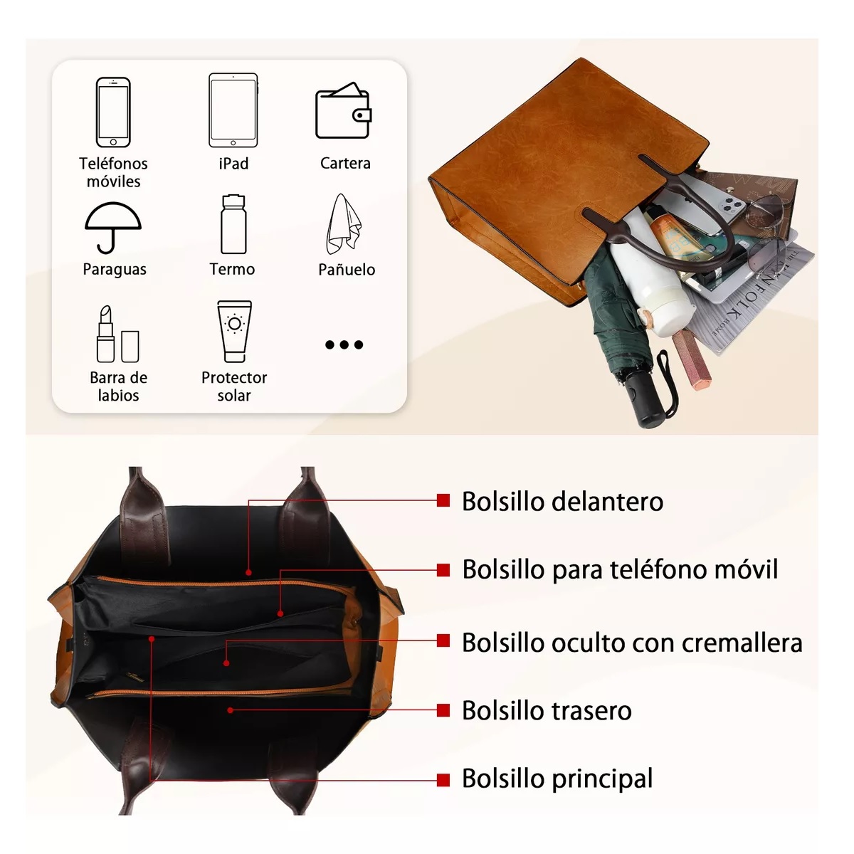 Bolsos Para Mujer Tote Casual Para Dama Marron.