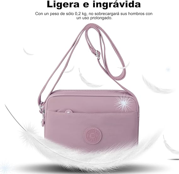 A Crossbody Mujer, LSHSXPX Bolsa Crossbody Mujer, Bandolera Mujer con Correa Ajustable para Hombro.