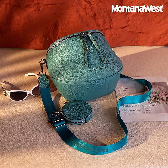 A Montana West - Bolso bandolera grande para mujeres y niñas, con correa ajustable y cartera, L-Turquesa.
