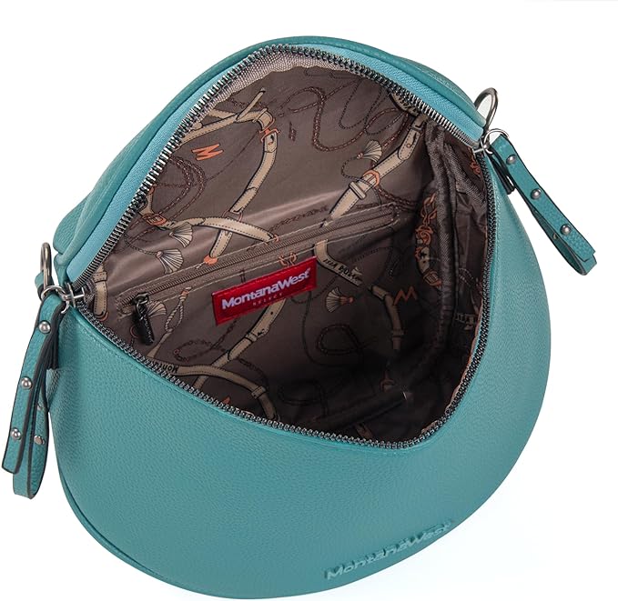A Montana West - Bolso bandolera grande para mujeres y niñas, con correa ajustable y cartera, L-Turquesa.