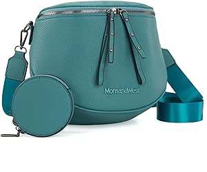 A Montana West - Bolso bandolera grande para mujeres y niñas, con correa ajustable y cartera, L-Turquesa.