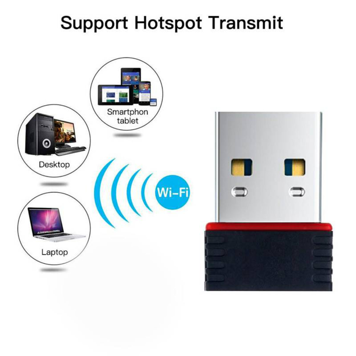 Mini Adaptador USB Inalámbrico WiFi 85 Mbps Dongle.