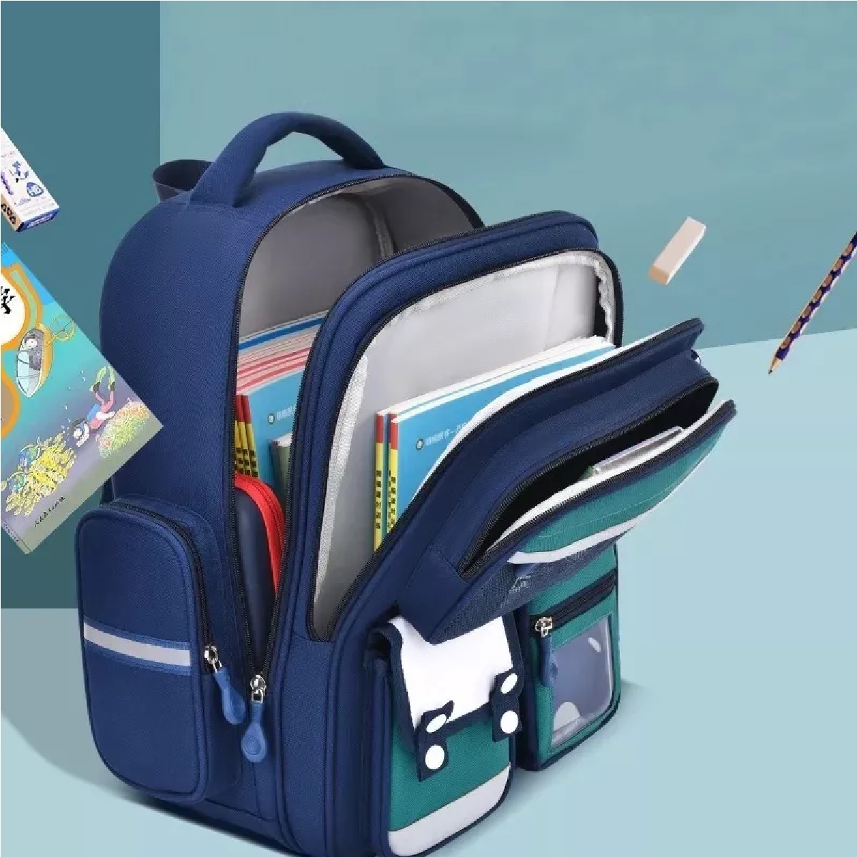 Mochilas Escolares De Dibujos Animados Azul Petróleo 