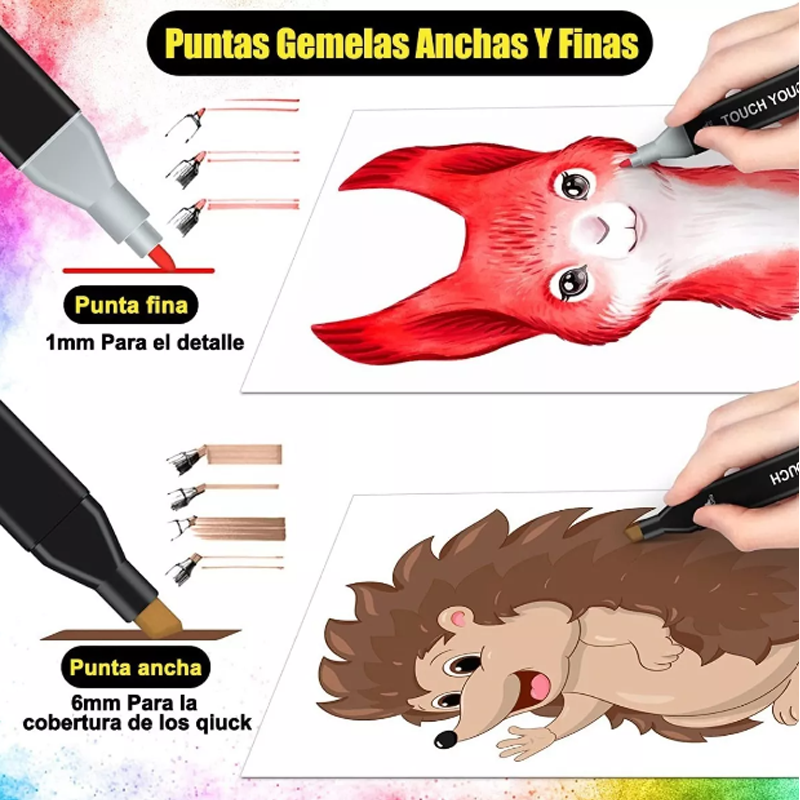 Marcadores 120 Colores Plumones Punta Pincel Doble Punta De Alcohol 