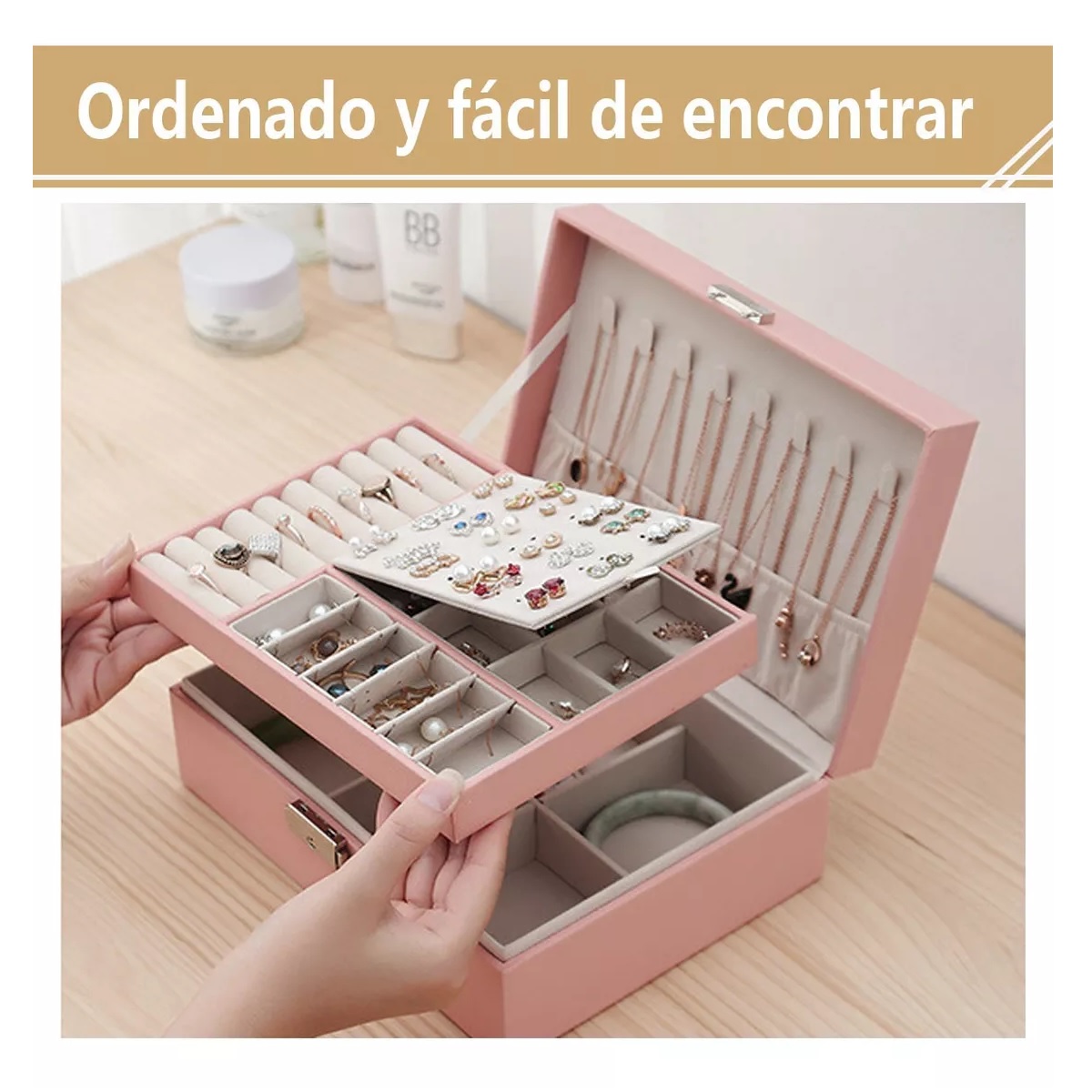 Alhajero Tipo Caja Joyero Rosa