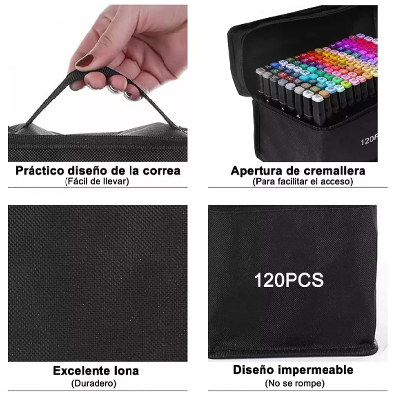 Marcadores 120 Colores Plumones Punta Pincel Doble Punta De Alcohol 