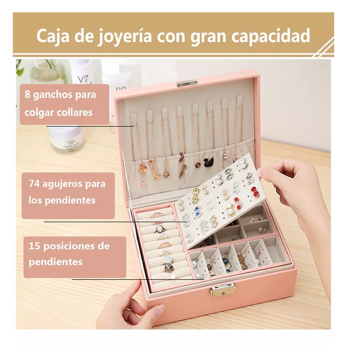 Alhajero Tipo Caja Joyero Rosa