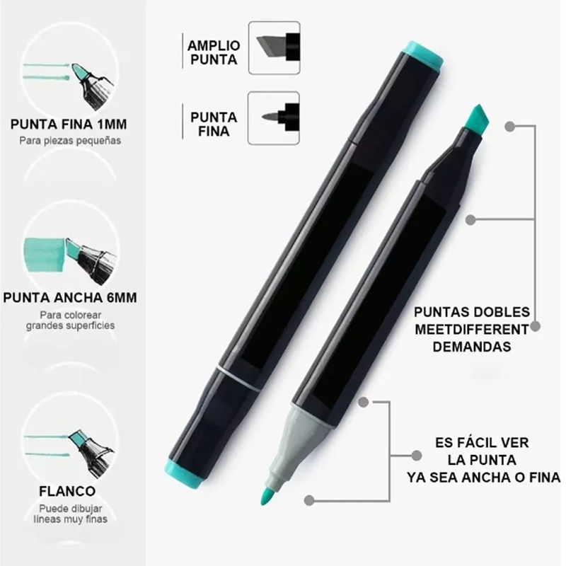 Marcadores 120 Colores Plumones Punta Pincel Doble Punta De Alcohol 