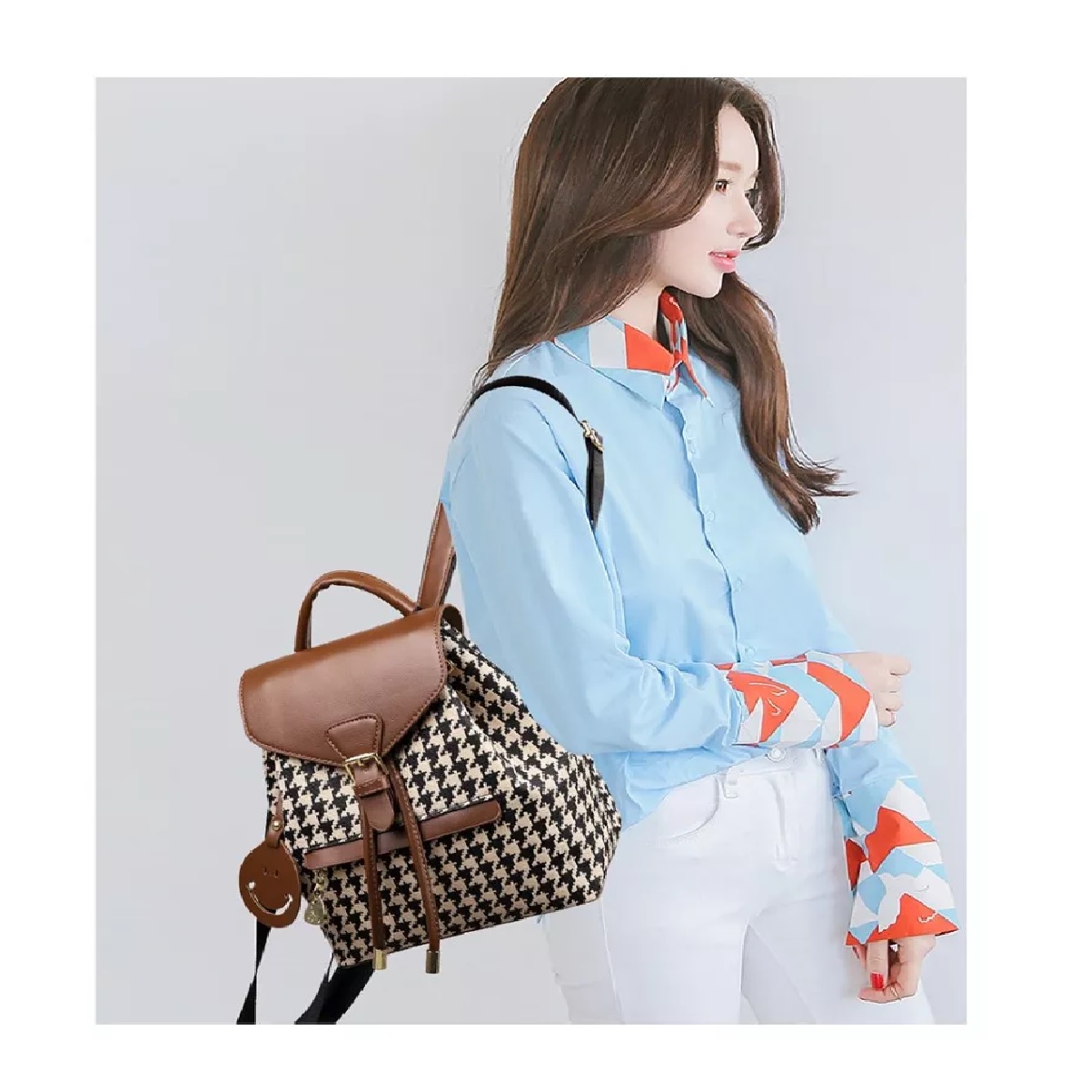 Mochilas Para Mujer Casual Cuadros Tapa Café