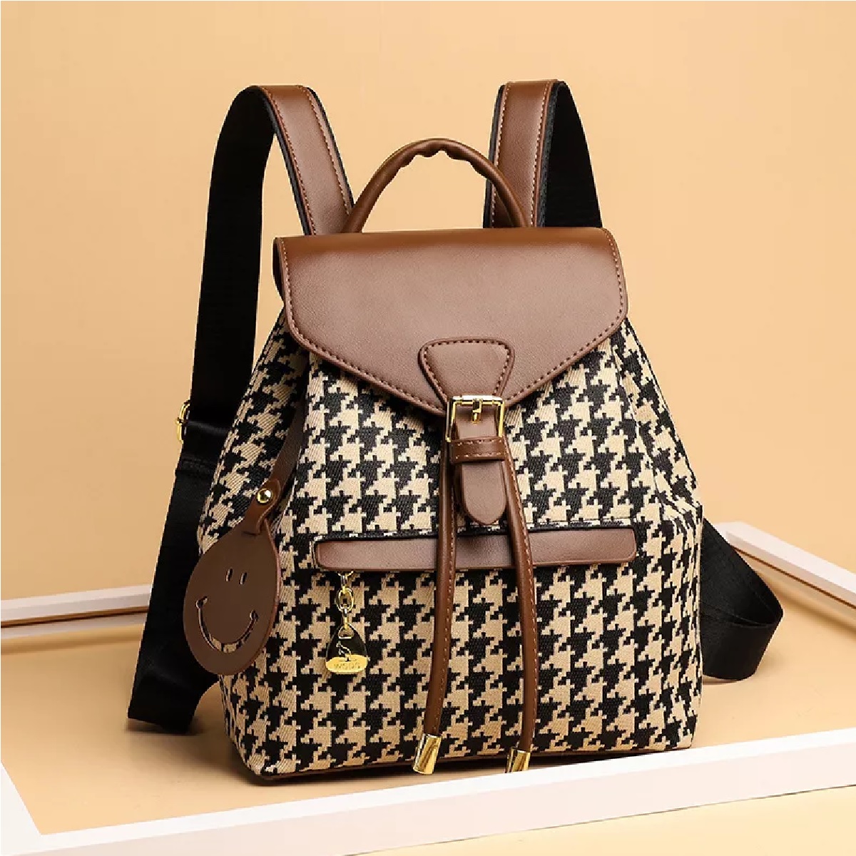 Mochilas Para Mujer Casual Cuadros Tapa Café