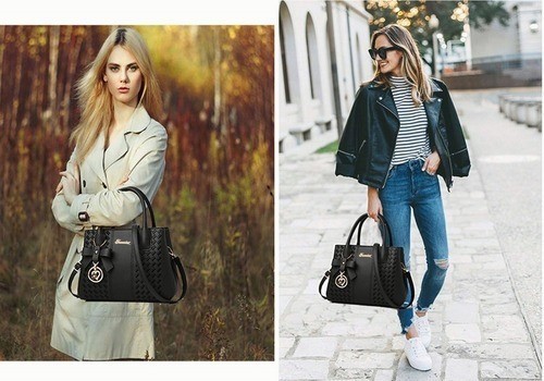 "Bolso Mano Tote Bolsa Mochila Mujer Gran Capacidad Ligero negra ".