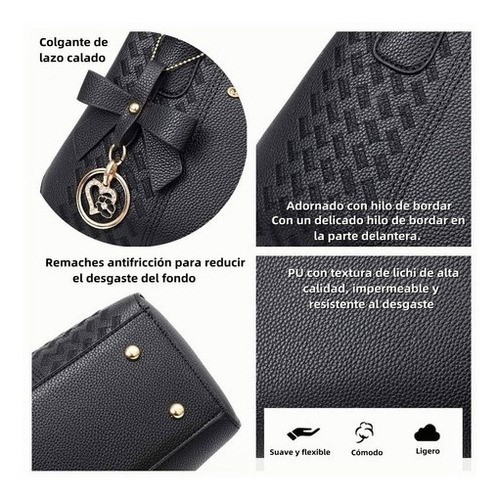 "Bolso Mano Tote Bolsa Mochila Mujer Gran Capacidad Ligero negra ".