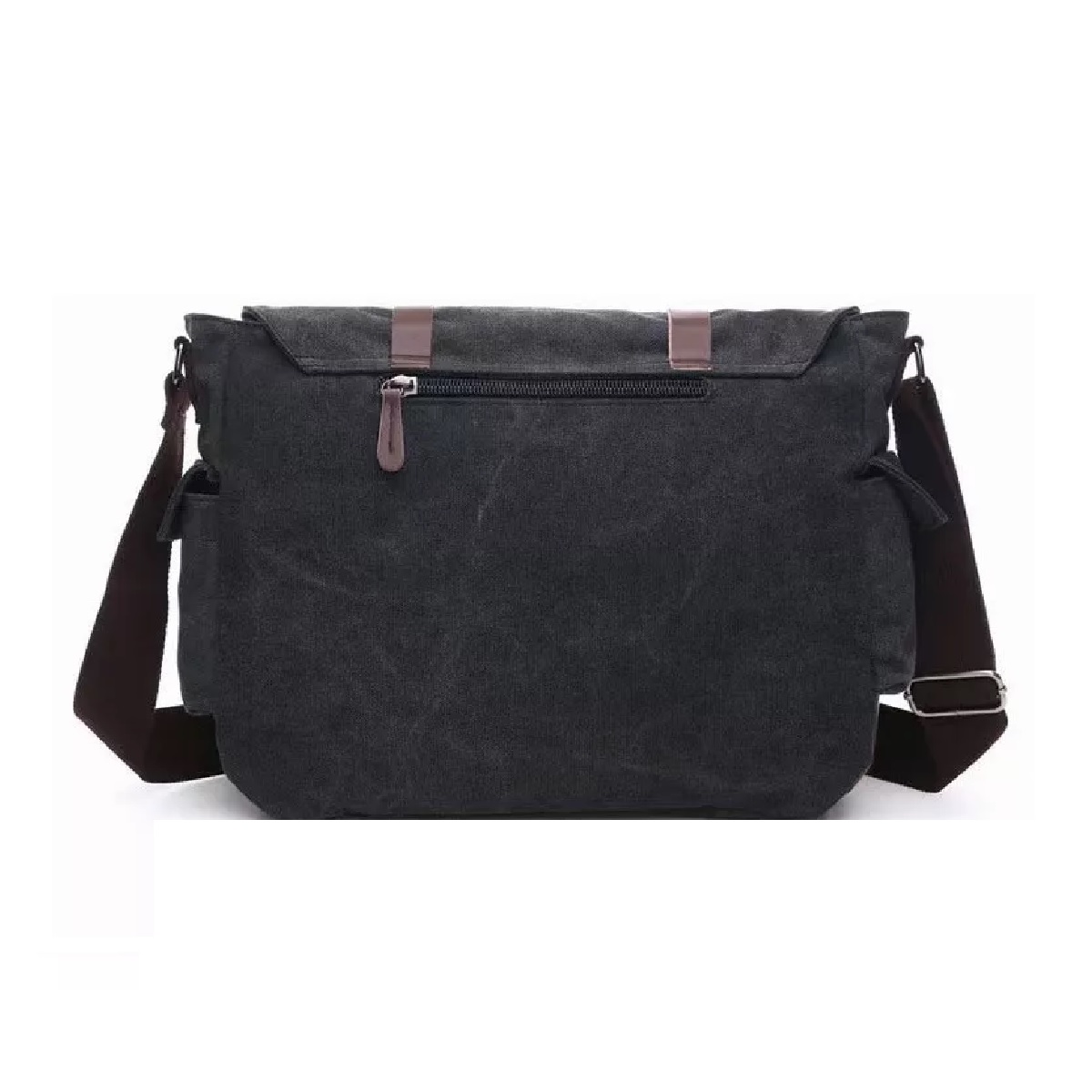 Bandolera Hombre Bolsa De Mensajero De Lona Negro