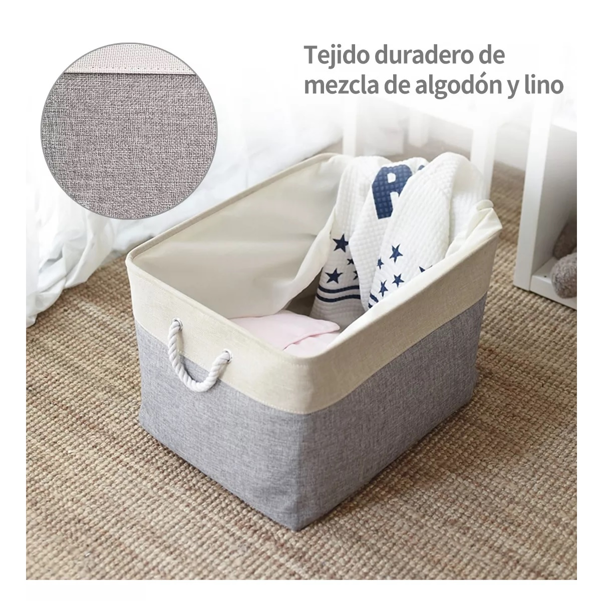 Set Canastas Organizadoras Plegables Con Asas 3 Pzas