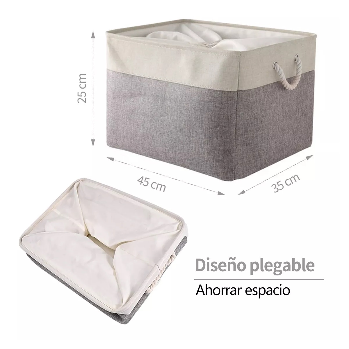 Set Canastas Organizadoras Plegables Con Asas 3 Pzas