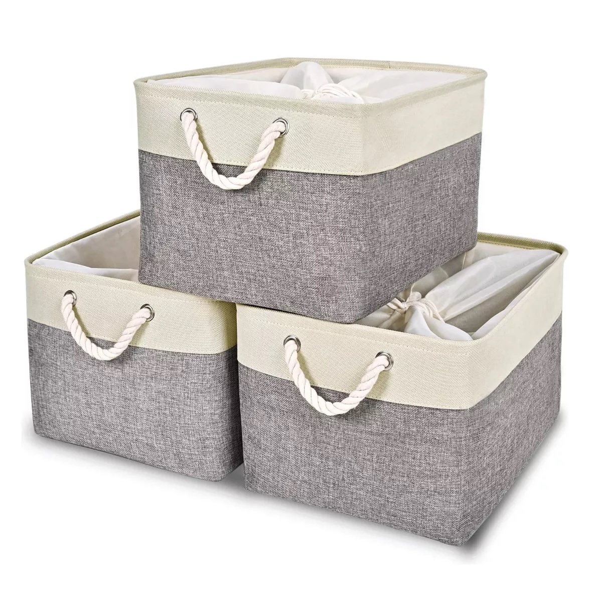 Set Canastas Organizadoras Plegables Con Asas 3 Pzas