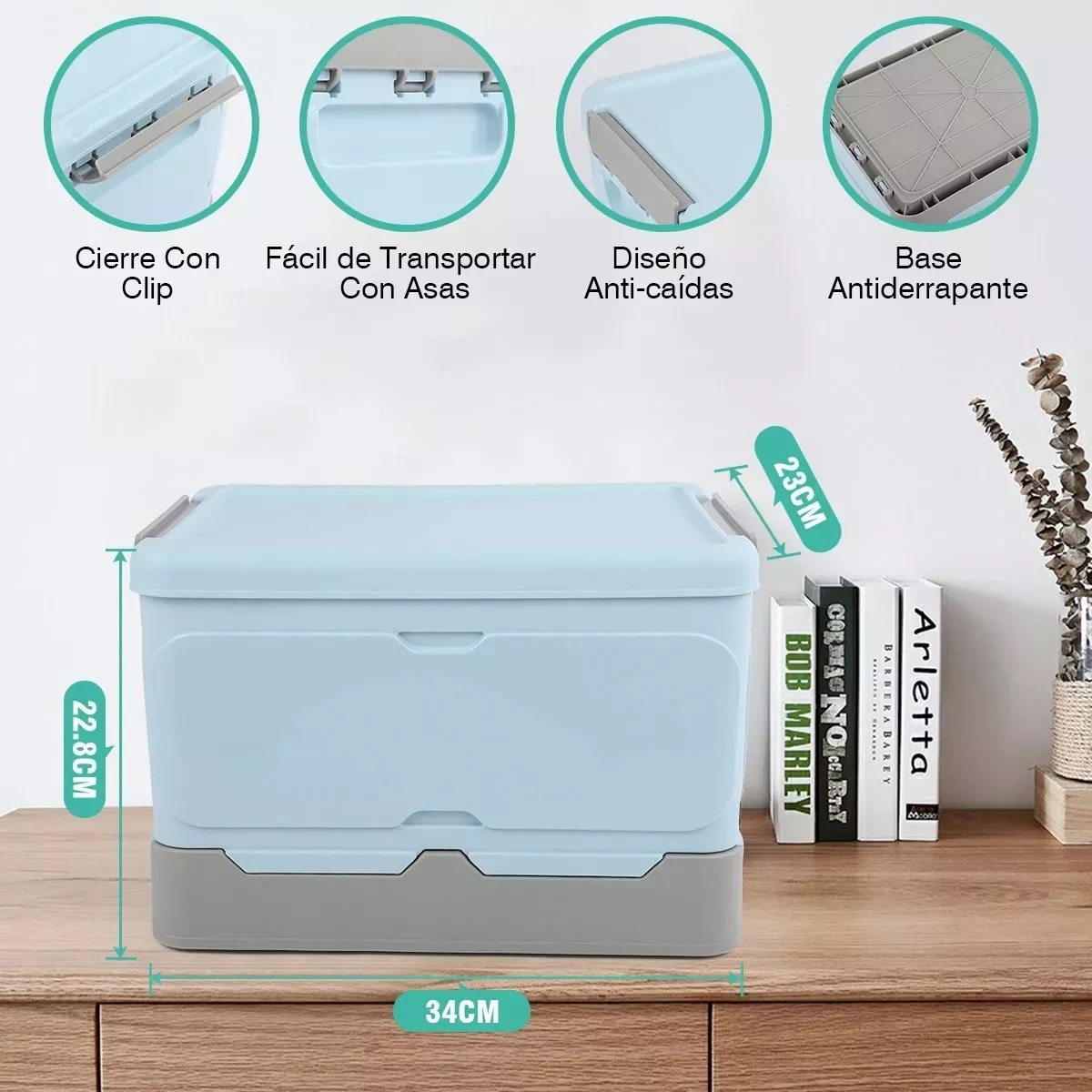 Caja Almacenamiento Plegable Plástico 2pzs Organizador Tapa