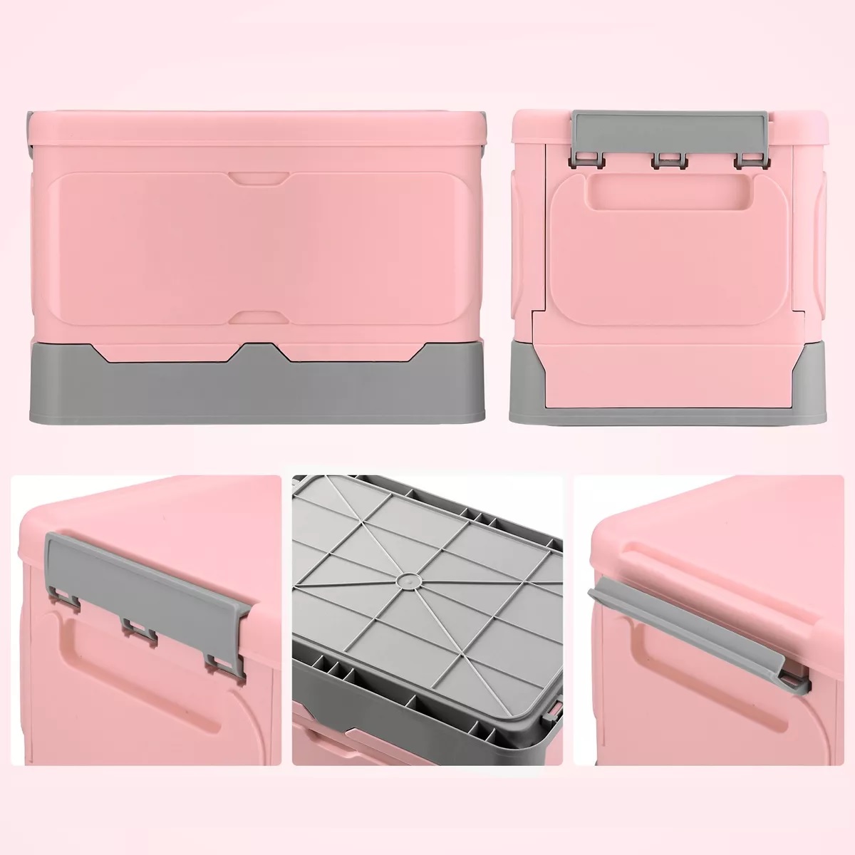 Caja Almacenamiento Plegable Plástico 2pzs Organizador Tapa