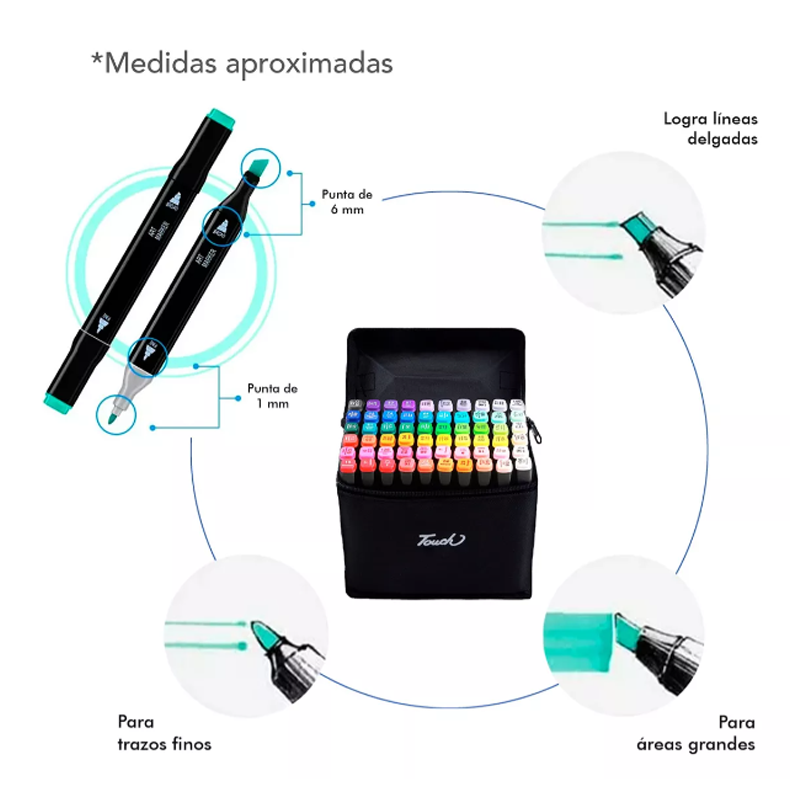 Marcadores 80 Colores Doble Punta Plumones Punta Pincel