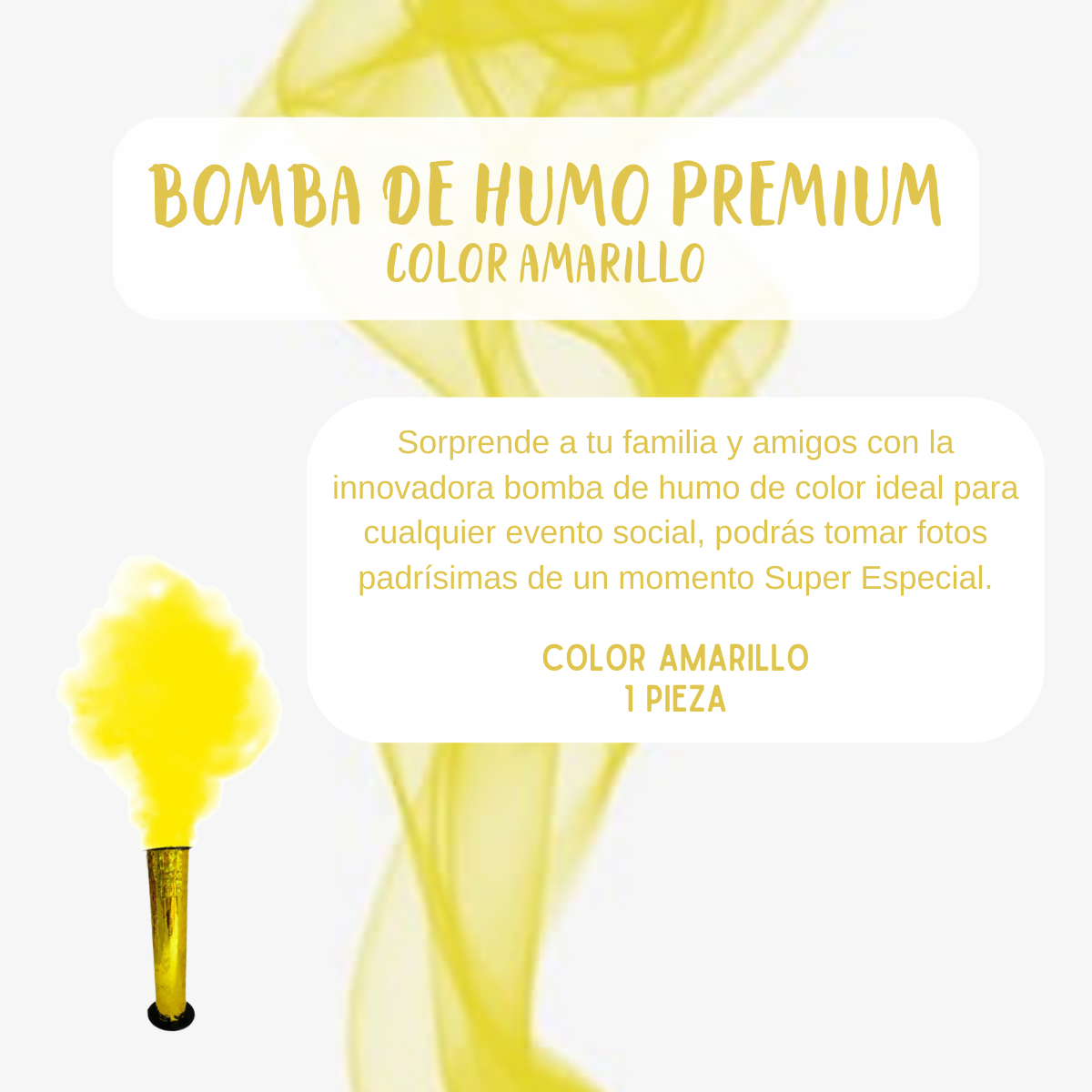 Vengala de humo color amarillo celebración fiesta cumple 1pz.