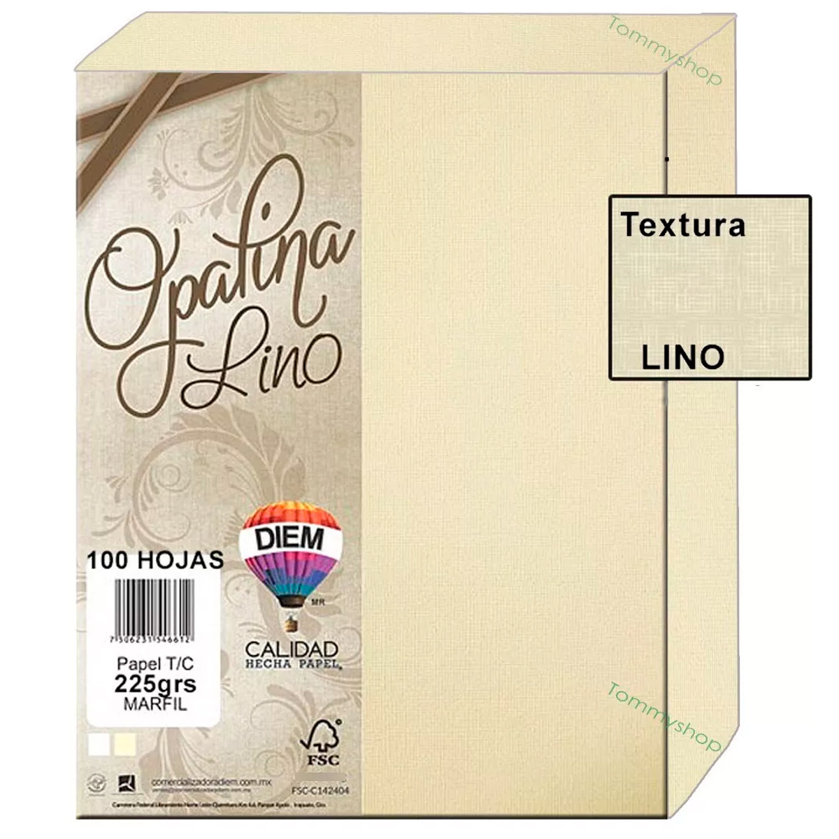 Opalina Texturizada Lino Marfil 225 G T Carta 100 Hojas Pape.