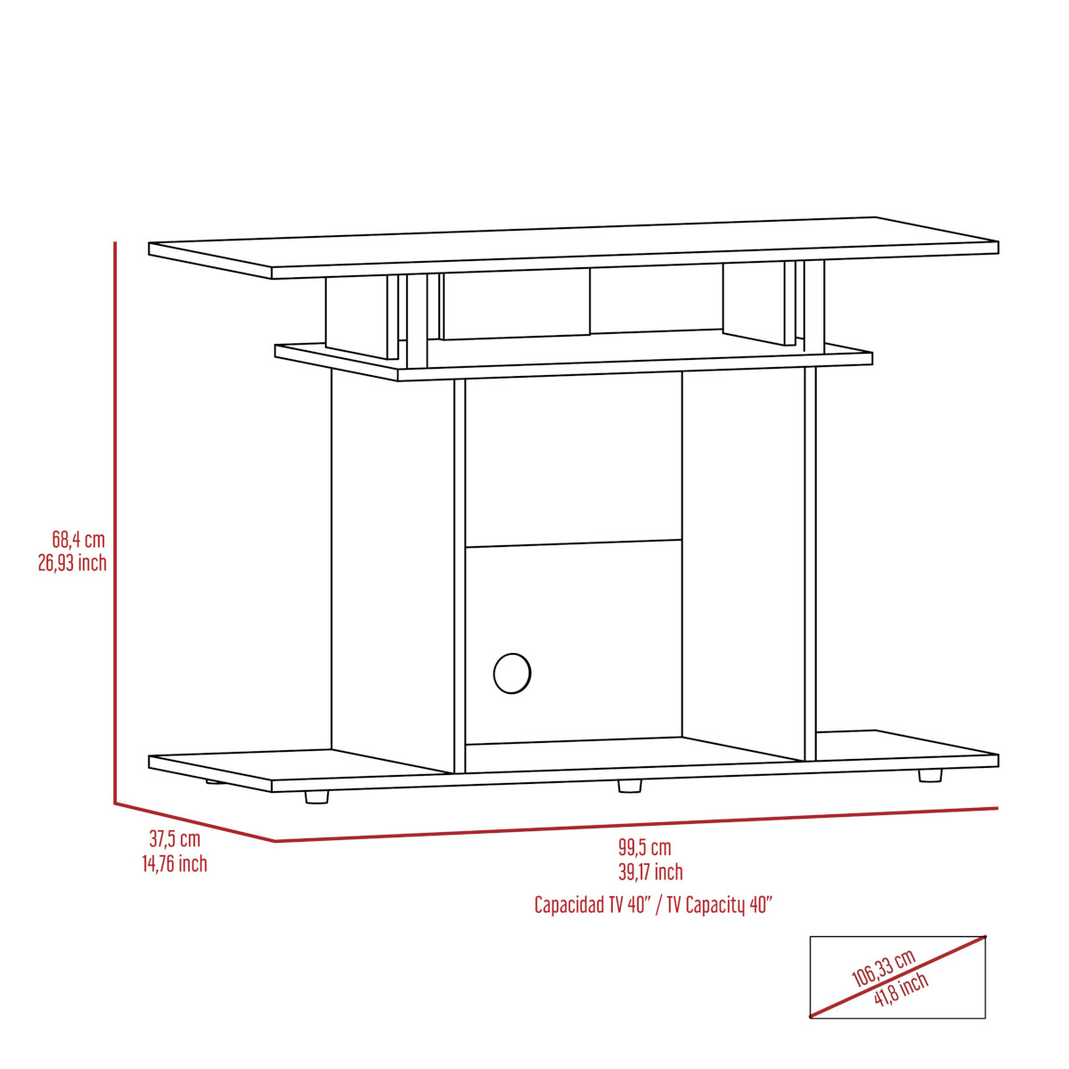 MUEBLE ARMABLE DE TV IDEAL PARA PANTALLAS DE 42 PULGADAS MODELO INVY.