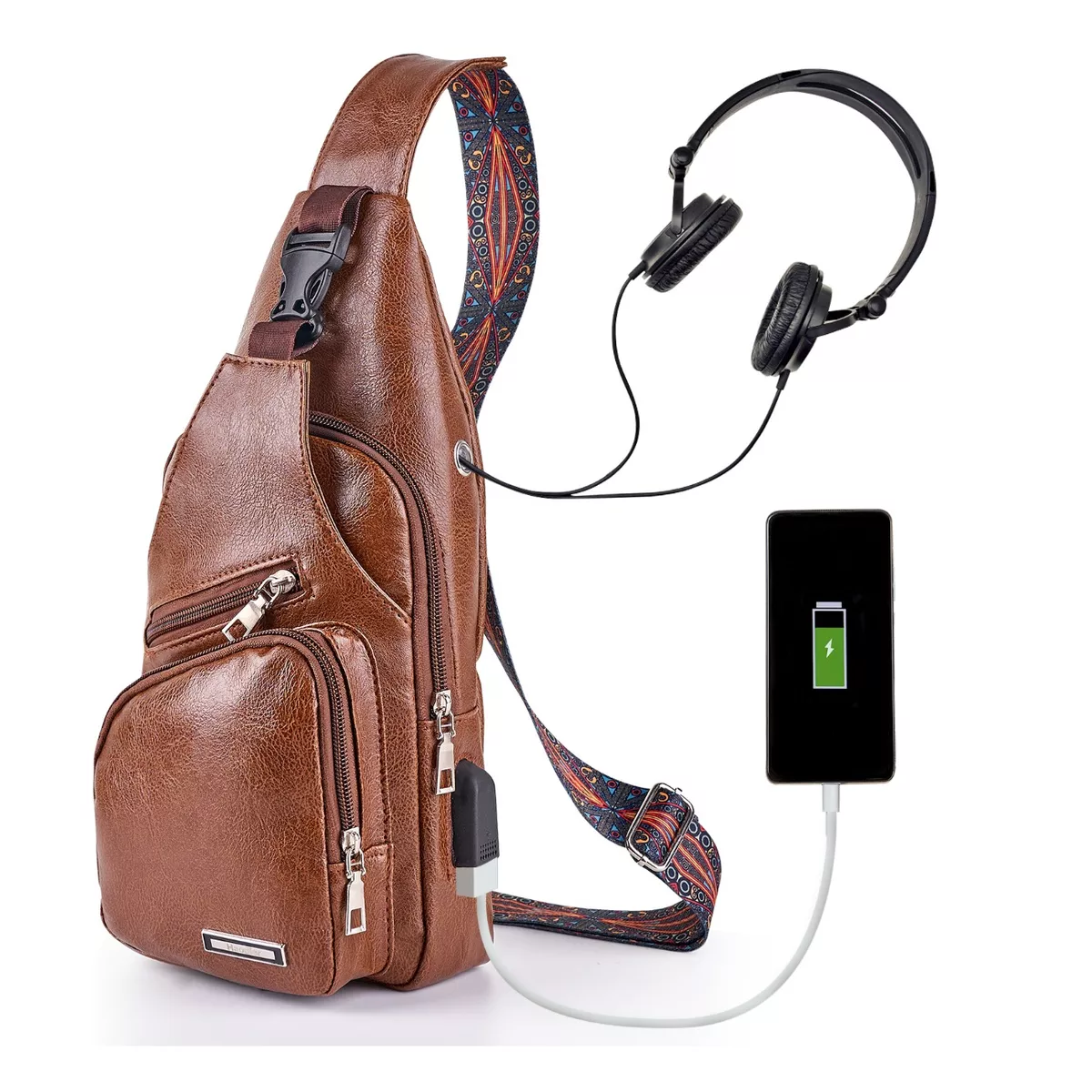 Bolso Bandolera Cuero Hombre Crossbody Bolsa De Pecho