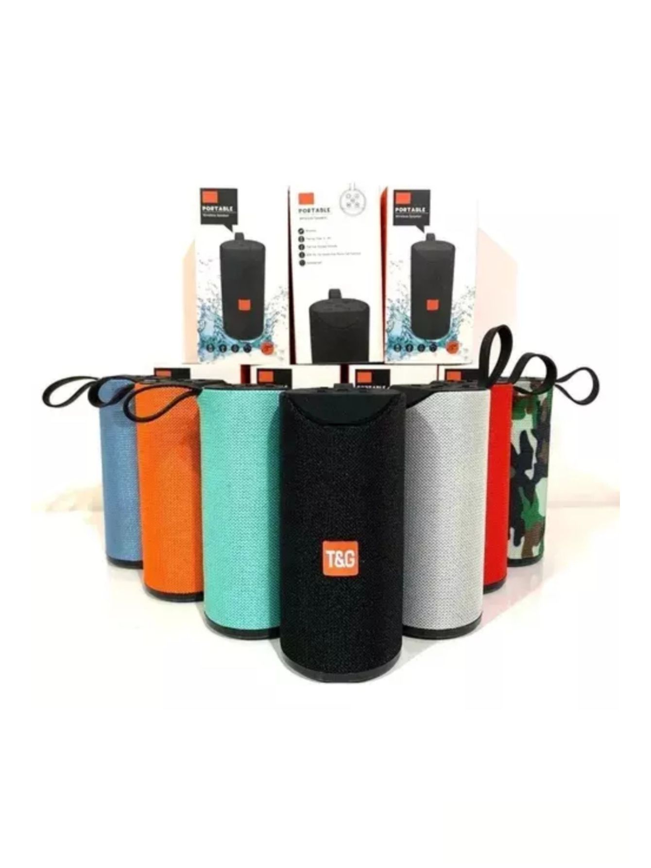 Bocina bluetooth Portátil Cilíndrica Recargable .