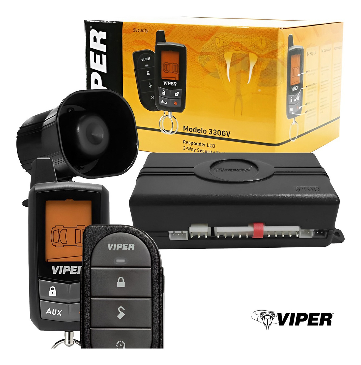 Alarma De Seguridad Viper 3306v 2 Vias Con Control Con Pantalla.