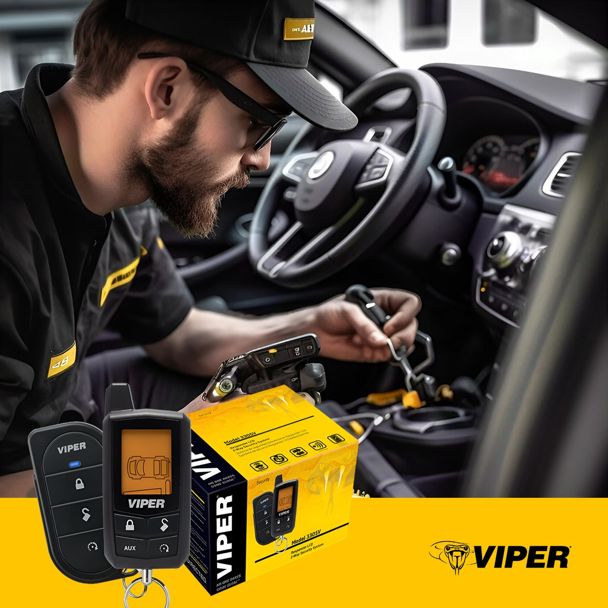 Alarma De Seguridad Viper 3306v 2 Vias Con Control Con Pantalla.