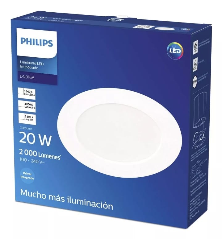 Luminario Empotrado Philips LED DN016B - Luz Neutra High Color de la luz Blanca neutra.