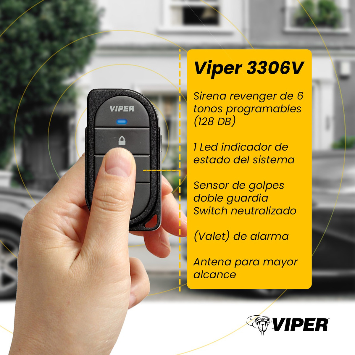 Alarma De Seguridad Viper 3306v 2 Vias Con Control Con Pantalla